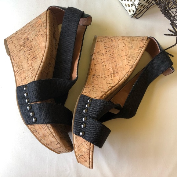 Lucky Brand Shoes - 🍀Lucky Brand Black and Brown Cork Wedge Heels🍀